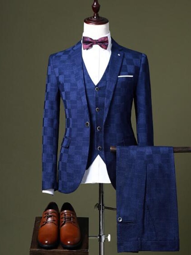 Single-Button Tailored Men's 3-Piece Wedding Suit
