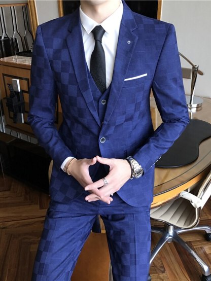 Single-Button Tailored Men's 3-Piece Wedding Suit