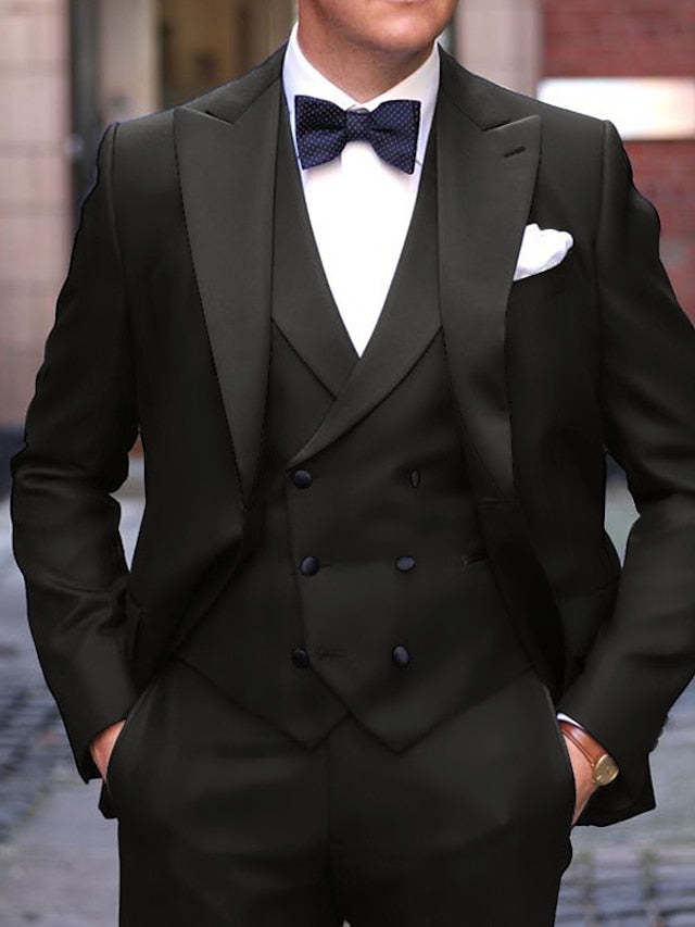 Single-Button Tailored Fit 3-Piece Wedding Suit For Men