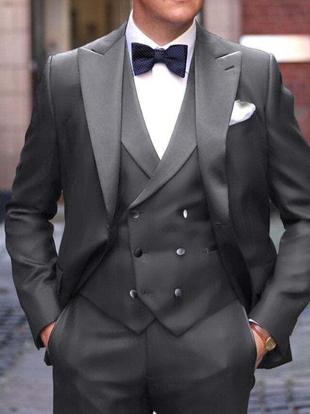 Single-Button Tailored Fit 3-Piece Wedding Suit For Men