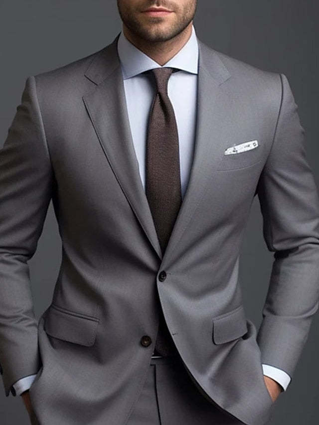 Two-Button Single-Breasted Tailored Men's Wedding Suit Set