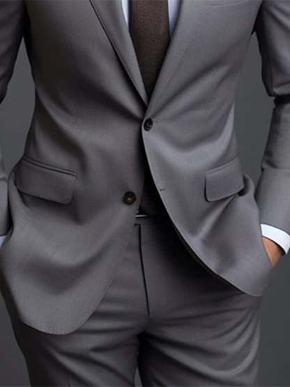 Two-Button Single-Breasted Tailored Men's Wedding Suit Set