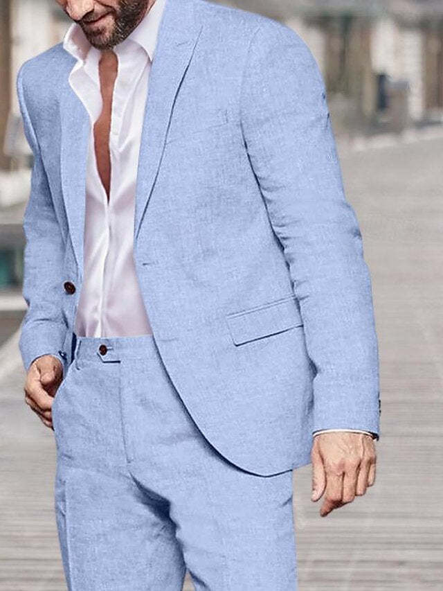 Two-Button Single Breasted Tailored Fit Wedding Suit For Men