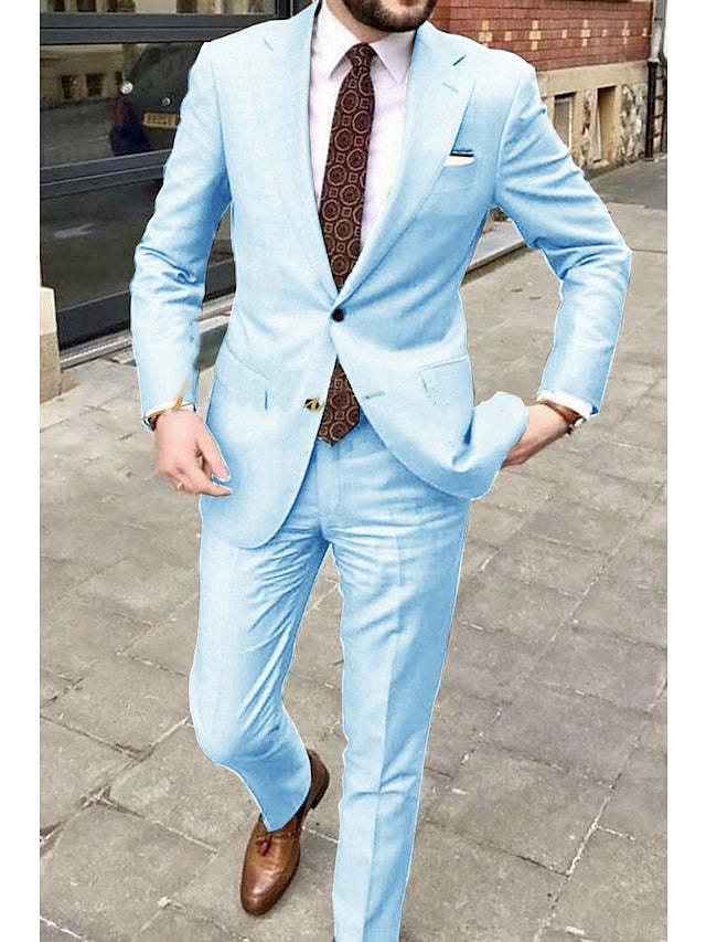 Two-Button Single Breasted Tailored Fit Wedding Suit For Men