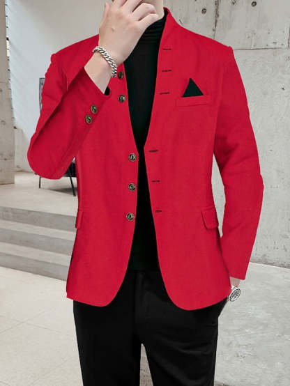 Single-Breasted Three-Button Blazer Jacket For Men Regular Fit