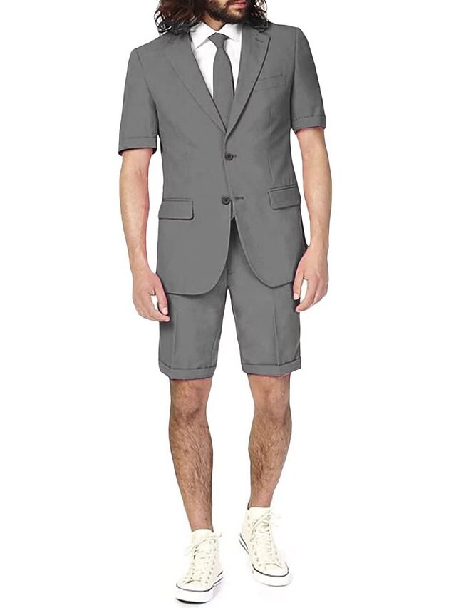 Two-Piece Linen Suit For Men Tailored Fit With Single Breasted Two-Button Design