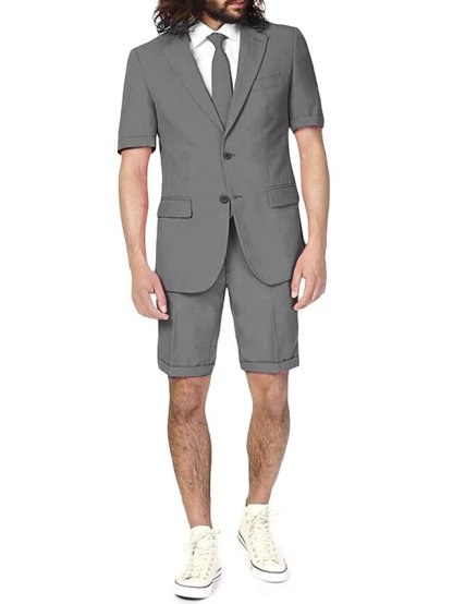 Two-Piece Linen Suit For Men Tailored Fit With Single Breasted Two-Button Design