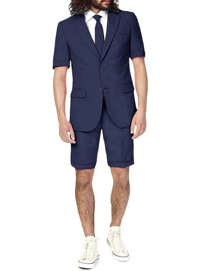 Two-Piece Linen Suit For Men Tailored Fit With Single Breasted Two-Button Design