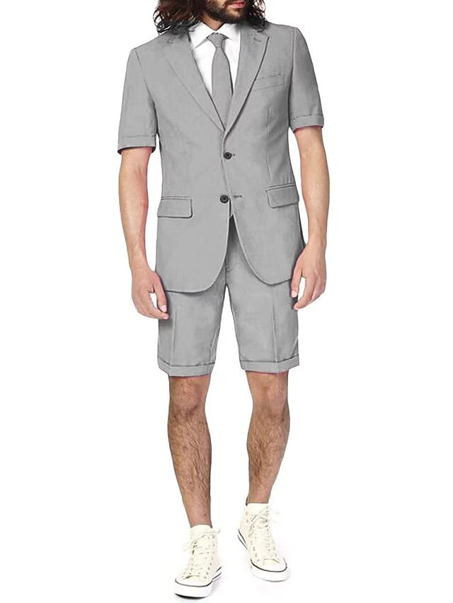 Two-Piece Linen Suit For Men Tailored Fit With Single Breasted Two-Button Design