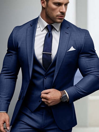 Men's 3-Piece Single-Breasted Two-Button Tailored Wedding Suits