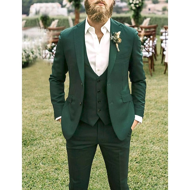Three-Piece Single-Breasted Two-Button Wedding Suit For Men Tailored Fit