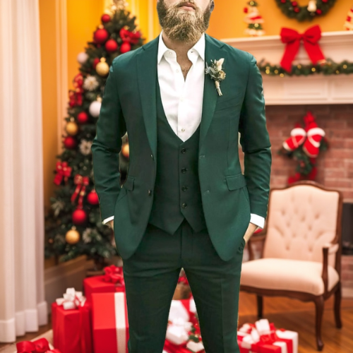 Three-Piece Single-Breasted Two-Button Wedding Suit For Men Tailored Fit