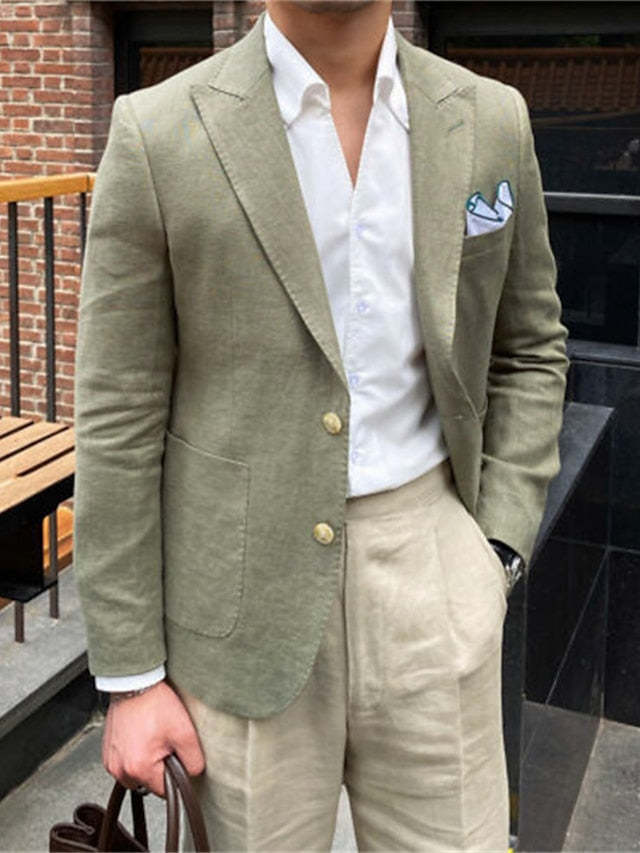 Single-Breasted Two-Button Blazer Jacket With A Tailored Fit For Men