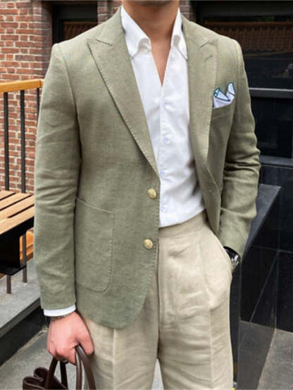 Single-Breasted Two-Button Blazer Jacket With A Tailored Fit For Men