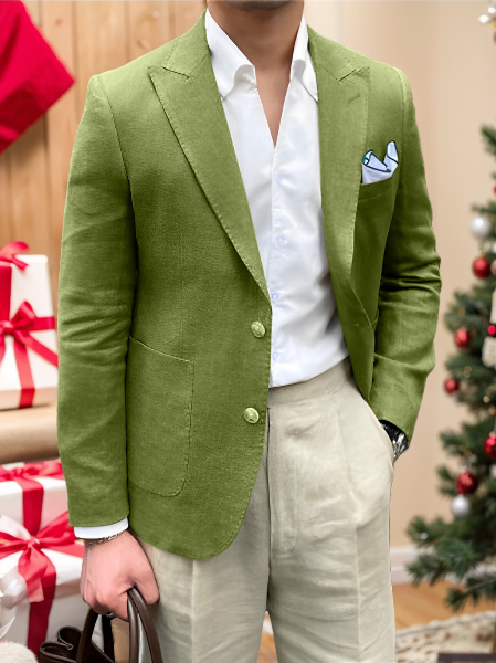 Single-Breasted Two-Button Blazer Jacket With A Tailored Fit For Men