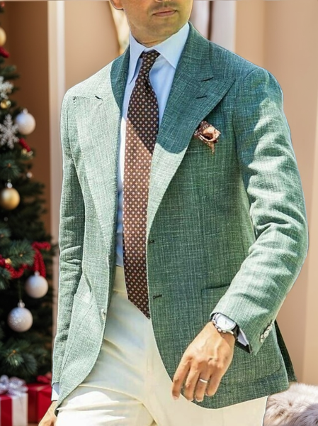 Single-Breasted Two-Button Blazer Jacket With A Tailored Fit For Men