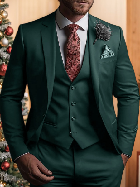 Three-Button Single Breasted Tailored Fit Wedding Suit For Men