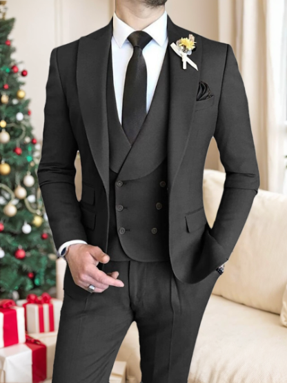 Single-Breasted One-Button Tailored Fit 3-Piece Wedding Suit For Men