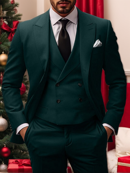 Men's Single Breasted Two-Button Tailored Fit 3-Piece Wedding Suit