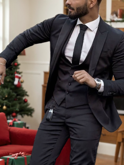 Single-Breasted Two-Button Tailored Fit 3-Piece Wedding Suit For Men