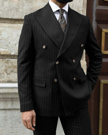 Army Green Men's Wedding Suit Set - Tailored Fit Double Breasted With Six Buttons