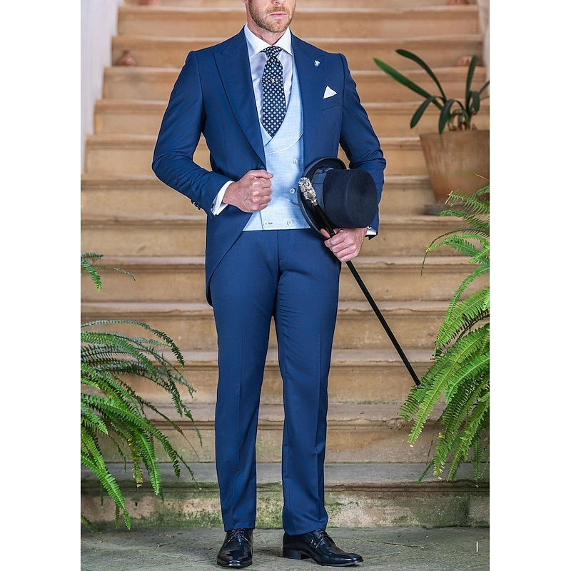 Vintage One-Button Single-Breasted Tailored 3-Piece Wedding Suit For Men