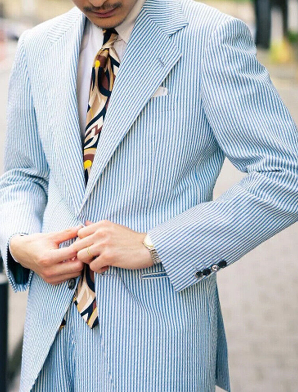 Men's Two-Button Single Breasted Tailored Fit 2-Piece Suit For Spring Summer Beach Weddings