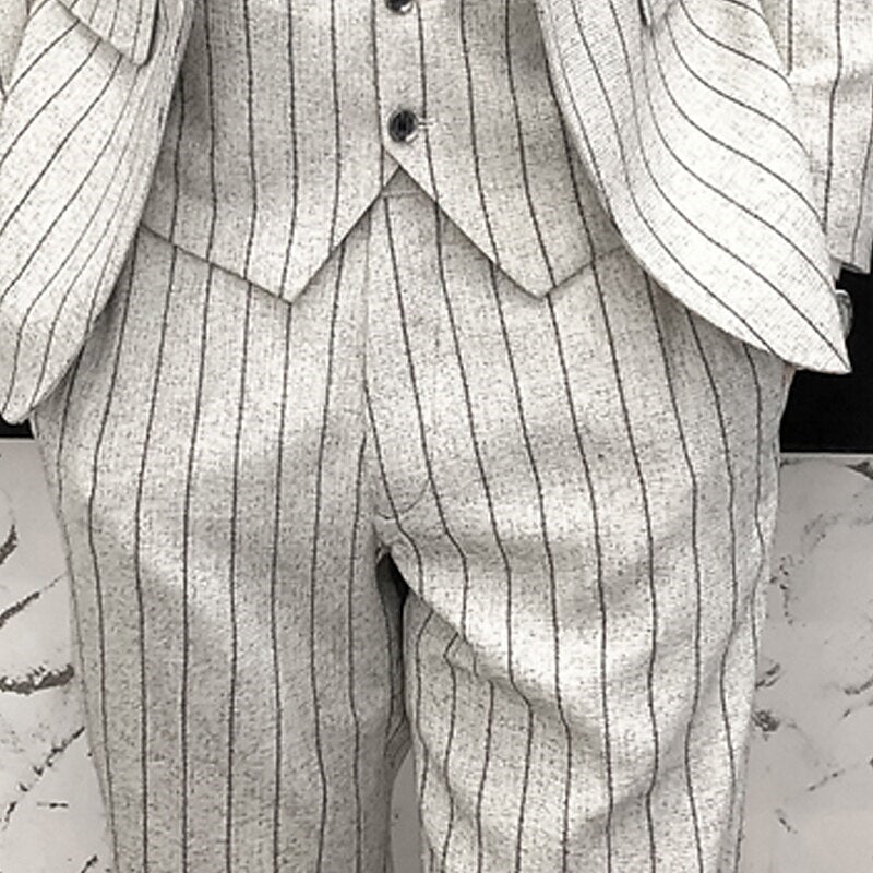 Black And Ivory Three-Piece Single-Button Wedding Suit For Men Tailored Fit