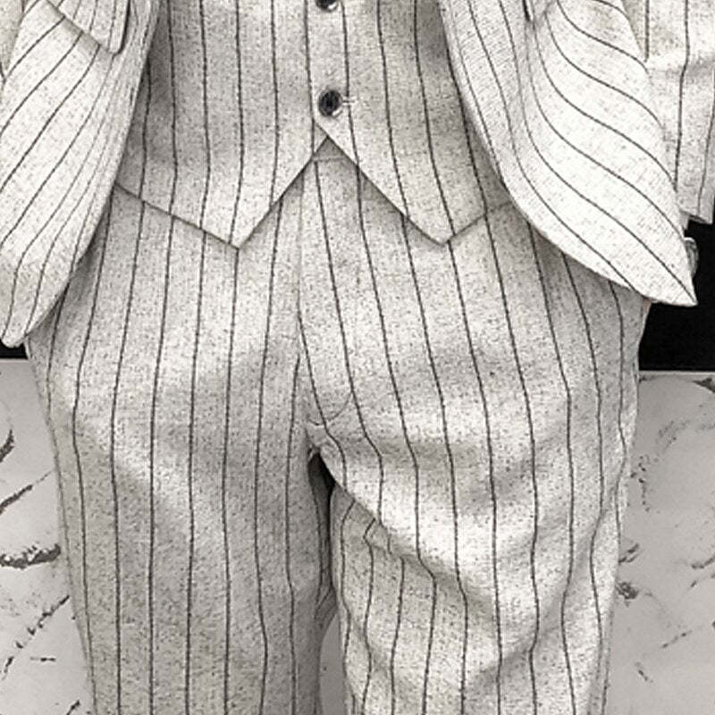 Black And Ivory Three-Piece Single-Button Wedding Suit For Men Tailored Fit