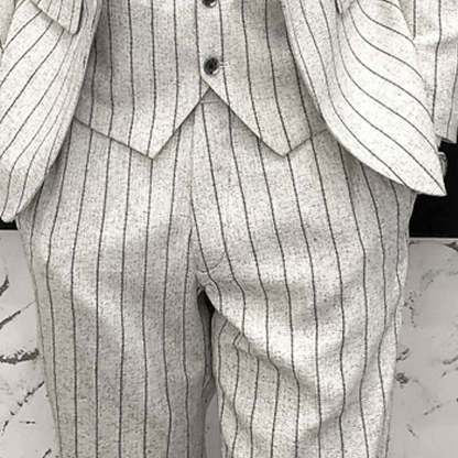 Black And Ivory Three-Piece Single-Button Wedding Suit For Men Tailored Fit