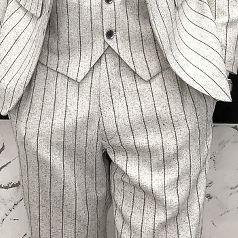 Black And Ivory Three-Piece Single-Button Wedding Suit For Men Tailored Fit