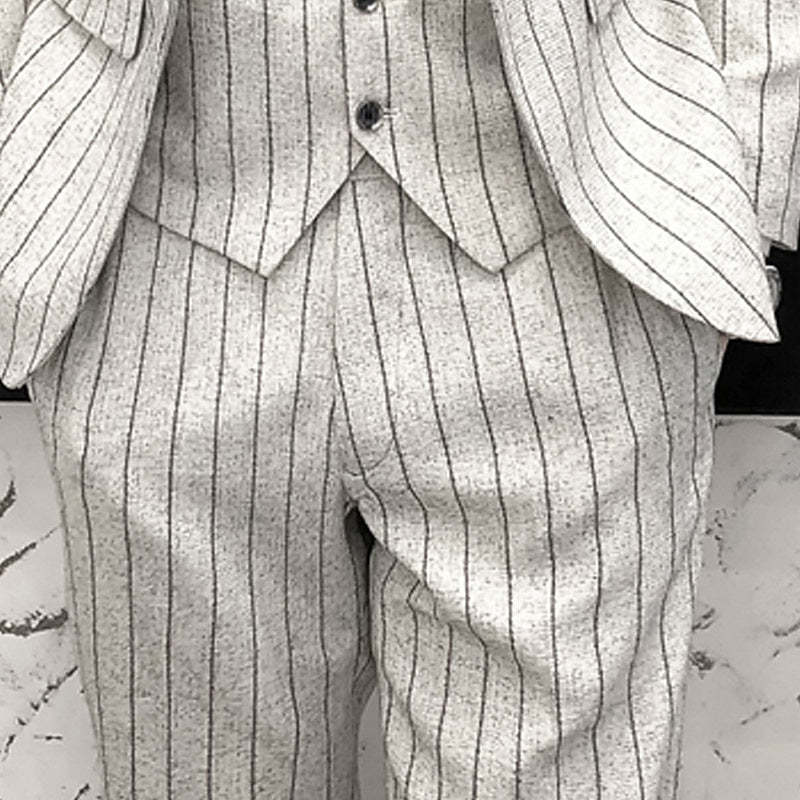 Black And Ivory Three-Piece Single-Button Wedding Suit For Men Tailored Fit