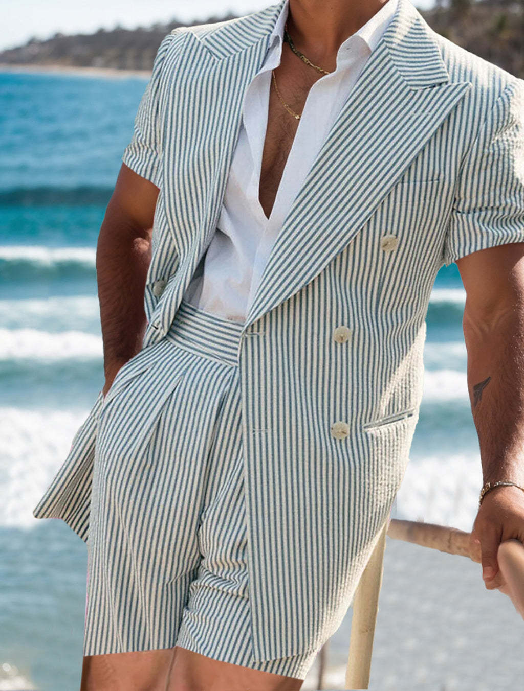 Double-Breasted Six-Button Men's Wedding Suit In Tailored Fit