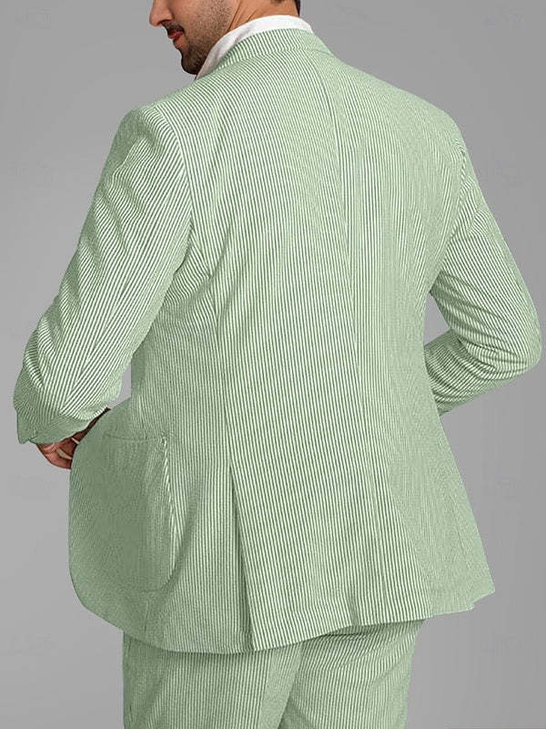 Tailored Fit Men's Wedding Shorts In Striped Two-Button Single Breasted Pair