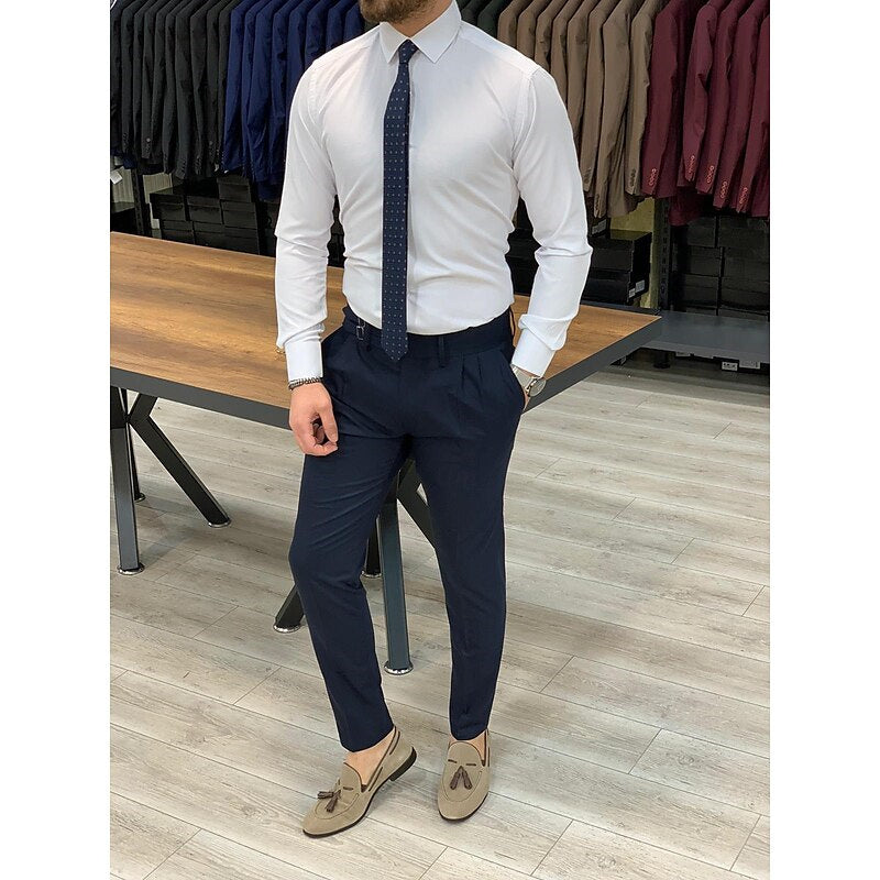 Men's Standard Fit White Long Sleeve Solid Shirt