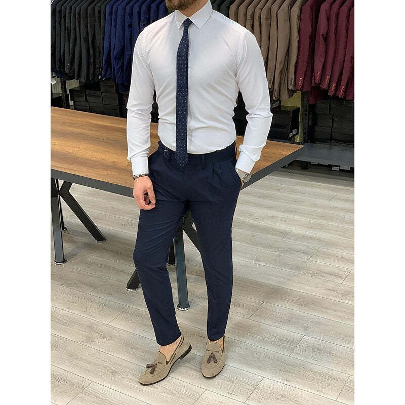 Men's Standard Fit White Long Sleeve Solid Shirt