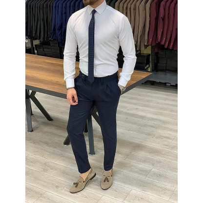 Men's Standard Fit White Long Sleeve Solid Shirt