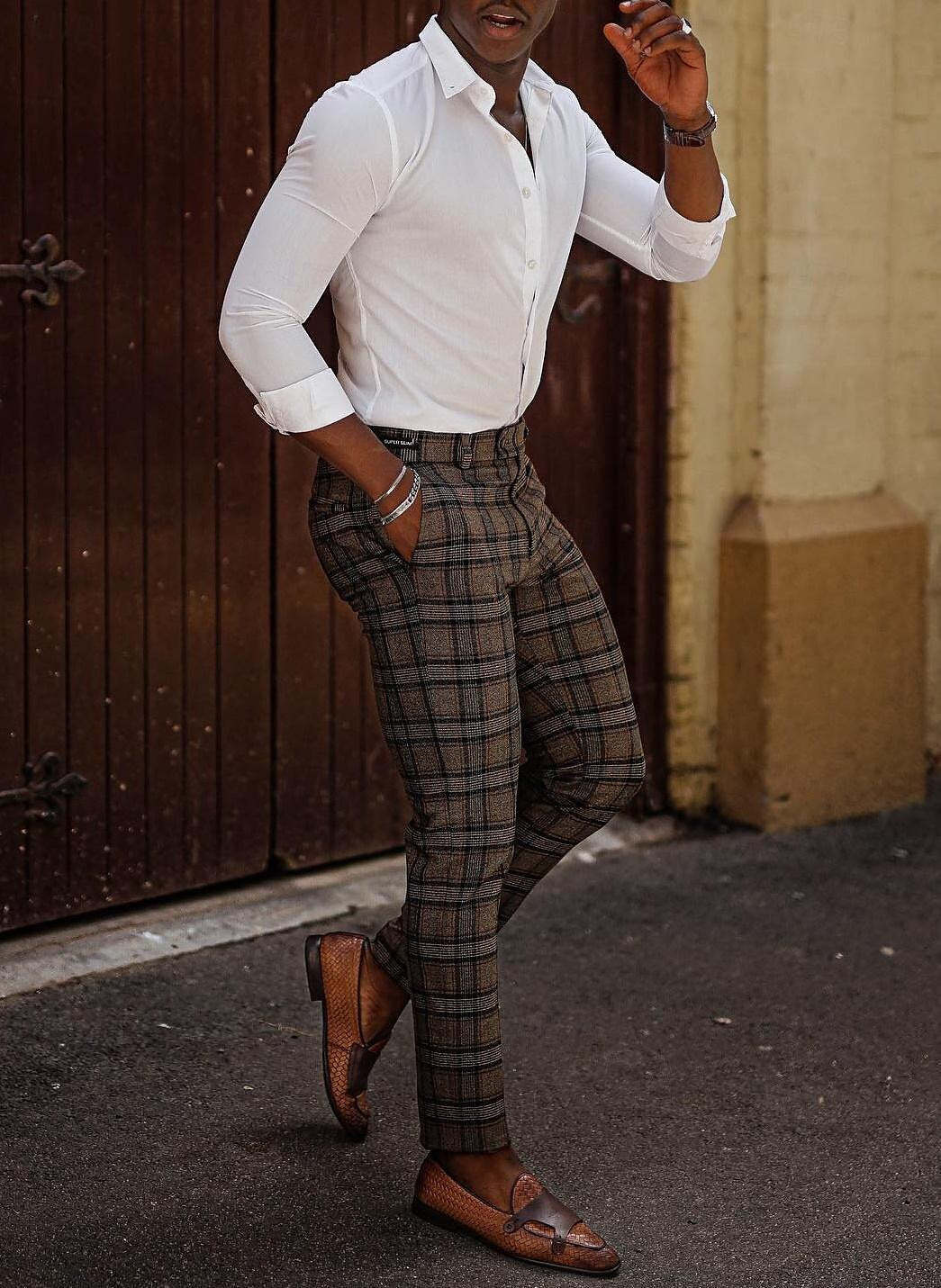 Men's White Standard Fit Long-Sleeve Solid Cotton Blend Shirt