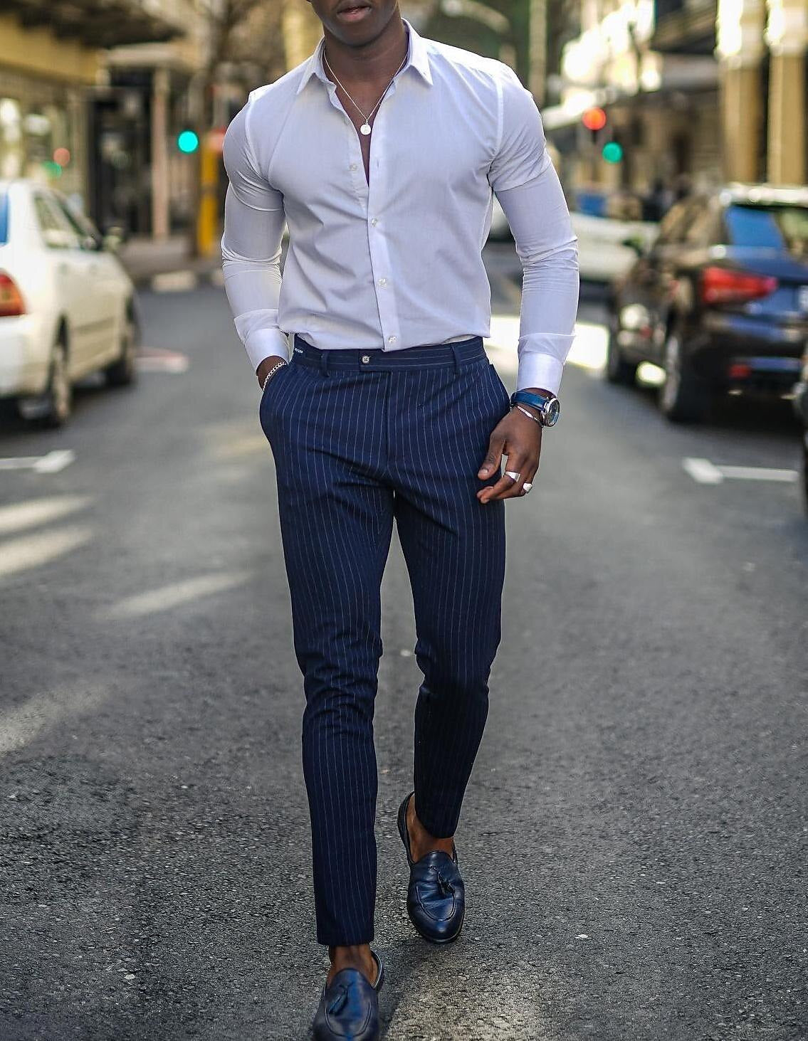 Men's White Standard Fit Long-Sleeve Solid Cotton Blend Shirt