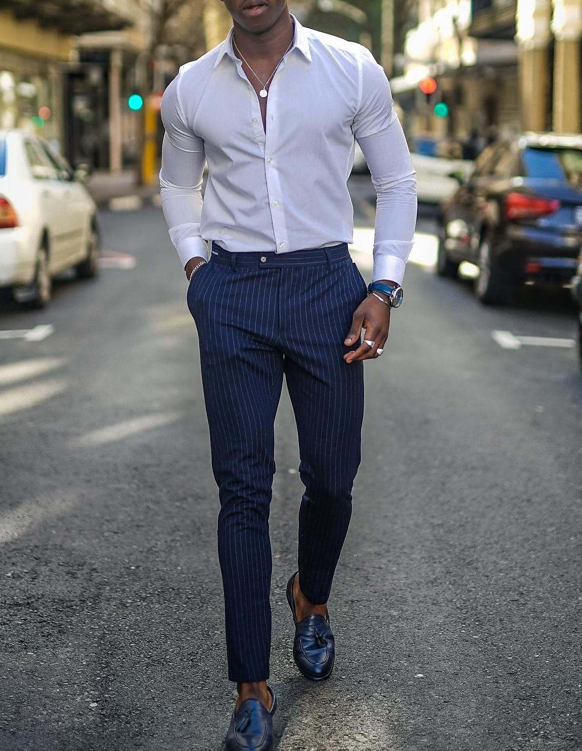 Men's White Standard Fit Long-Sleeve Solid Cotton Blend Shirt