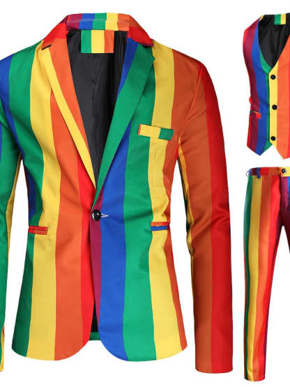 Single-Breasted One-Button Polyester Wedding Suit For Men Tailored Fit 3-Piece Set