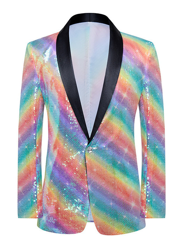 Single-Button Polyester Wedding Suit For Men With A Tailored Fit And Shawl Collar