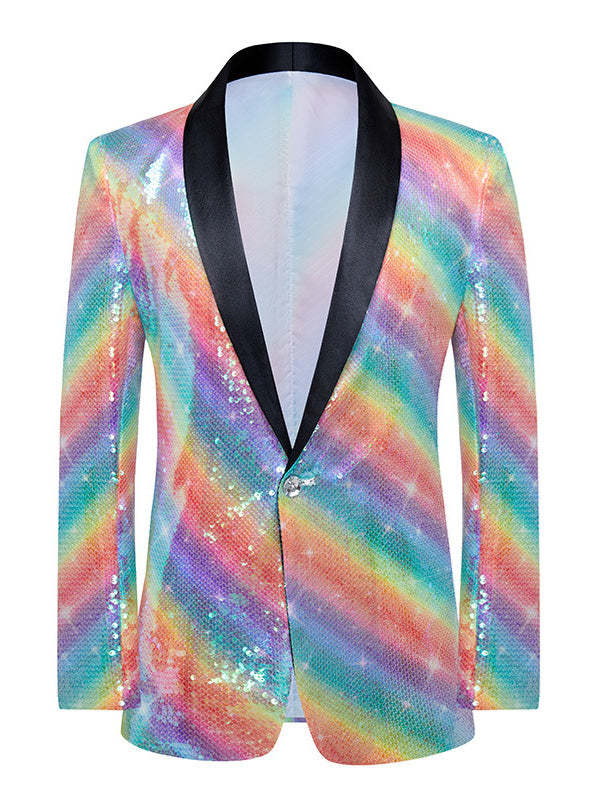 Single-Button Polyester Wedding Suit For Men With A Tailored Fit And Shawl Collar