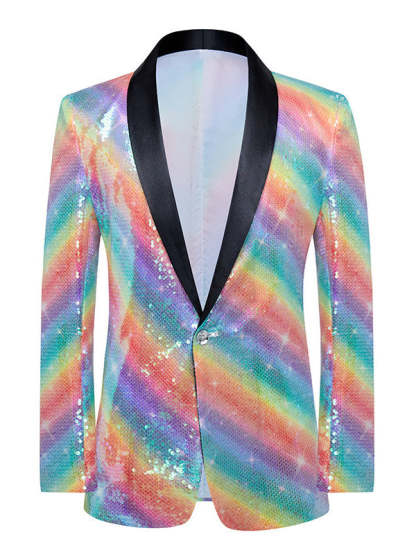 Single-Button Polyester Wedding Suit For Men With A Tailored Fit And Shawl Collar