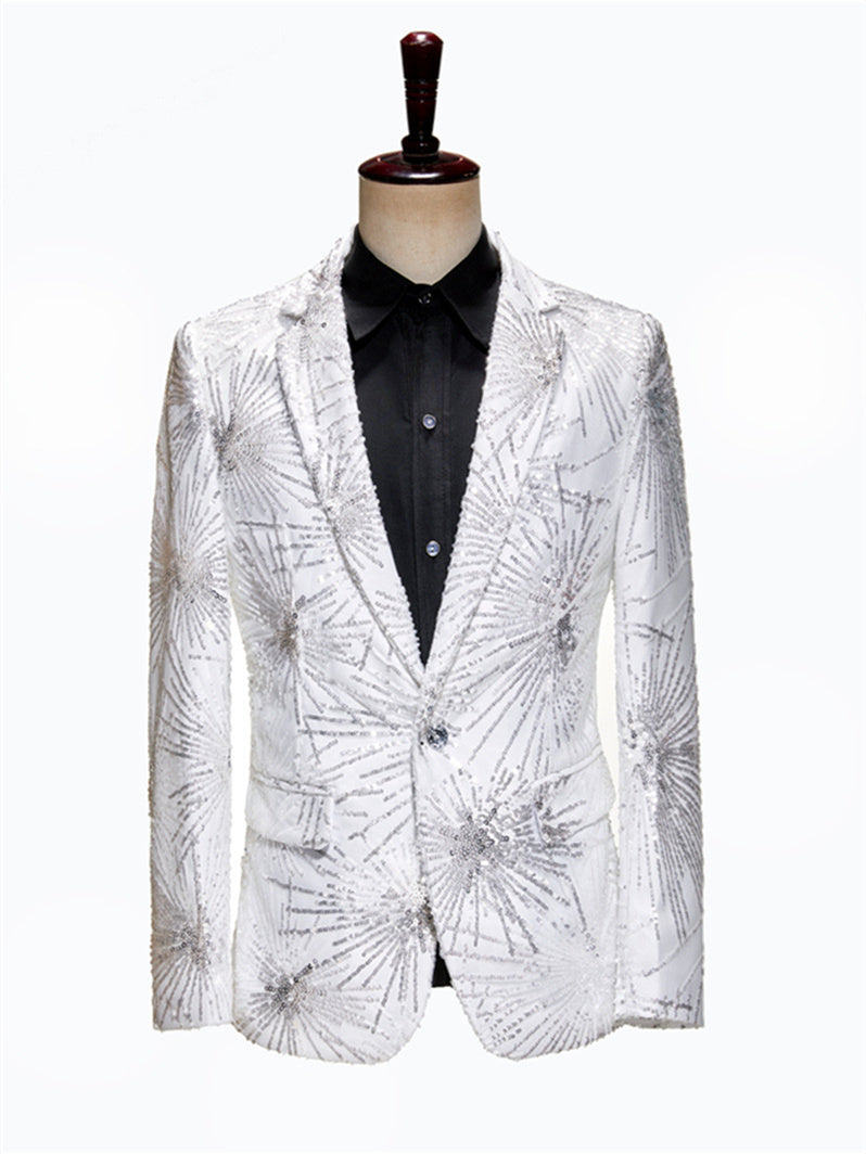 Single-Button Wedding Suit For Men In Tailored Fit With Long Polyester Sleeves