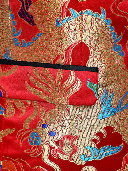 Single-Button Polyester Jacquard Wedding Suit For Men With A Tailored Fit And Turndown Collar