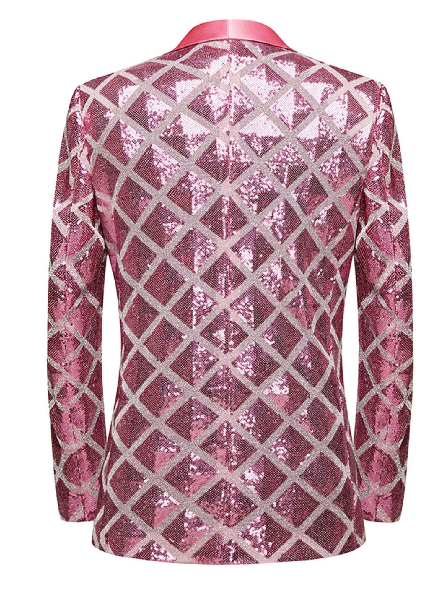 Fashionable Red Cube Sequin Suit For Men's Leisure And Party Wear