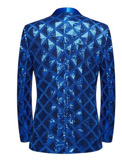 Fashionable Red Cube Sequin Suit For Men's Leisure And Party Wear