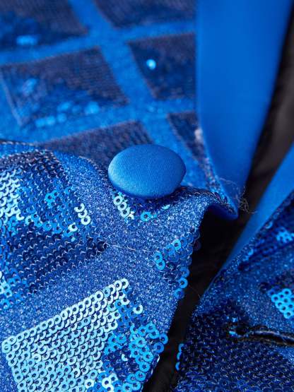 Fashionable Red Cube Sequin Suit For Men's Leisure And Party Wear