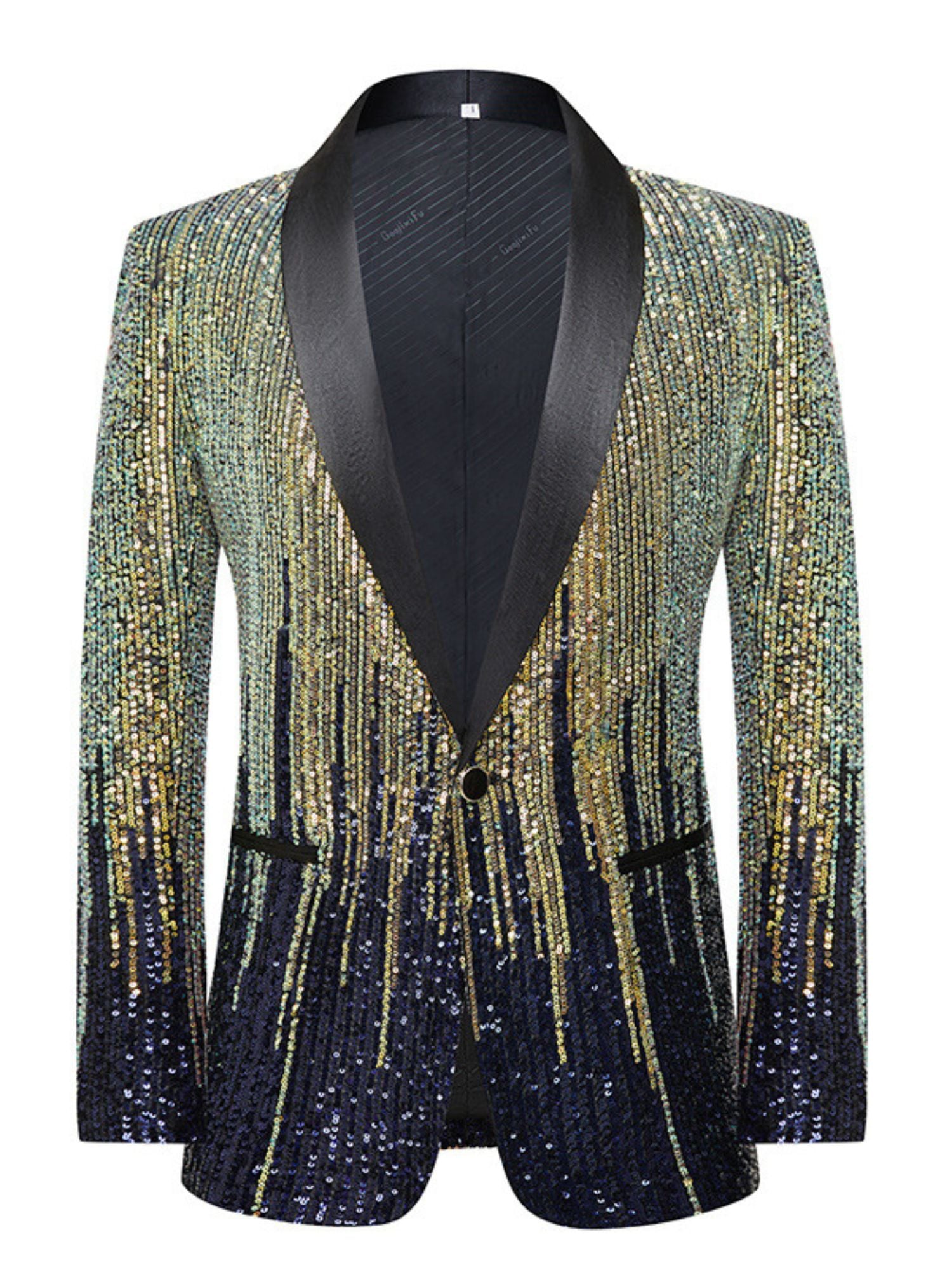Gradient Sequin Sparkling Suit For Men With Single Button Ideal For Weddings And Parties